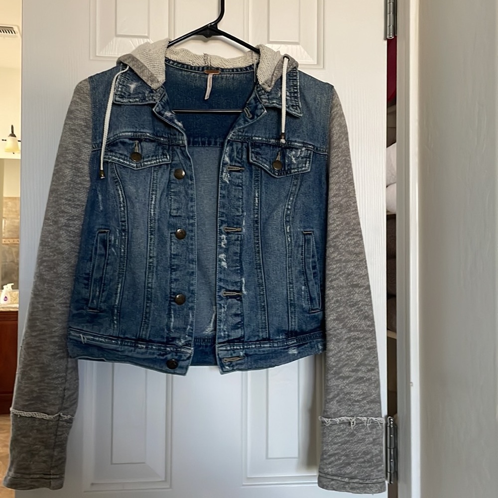 Free People Denim Hooded Jacket, Size S